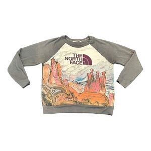 The North Face Gray and Multicolor Crew Neck Sweater